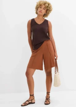bonprix Bekleidung·Outdoorbekleidung|Bekleidung·Kleider^Jersey-Bermuda mit Bequembund ziegelbraun