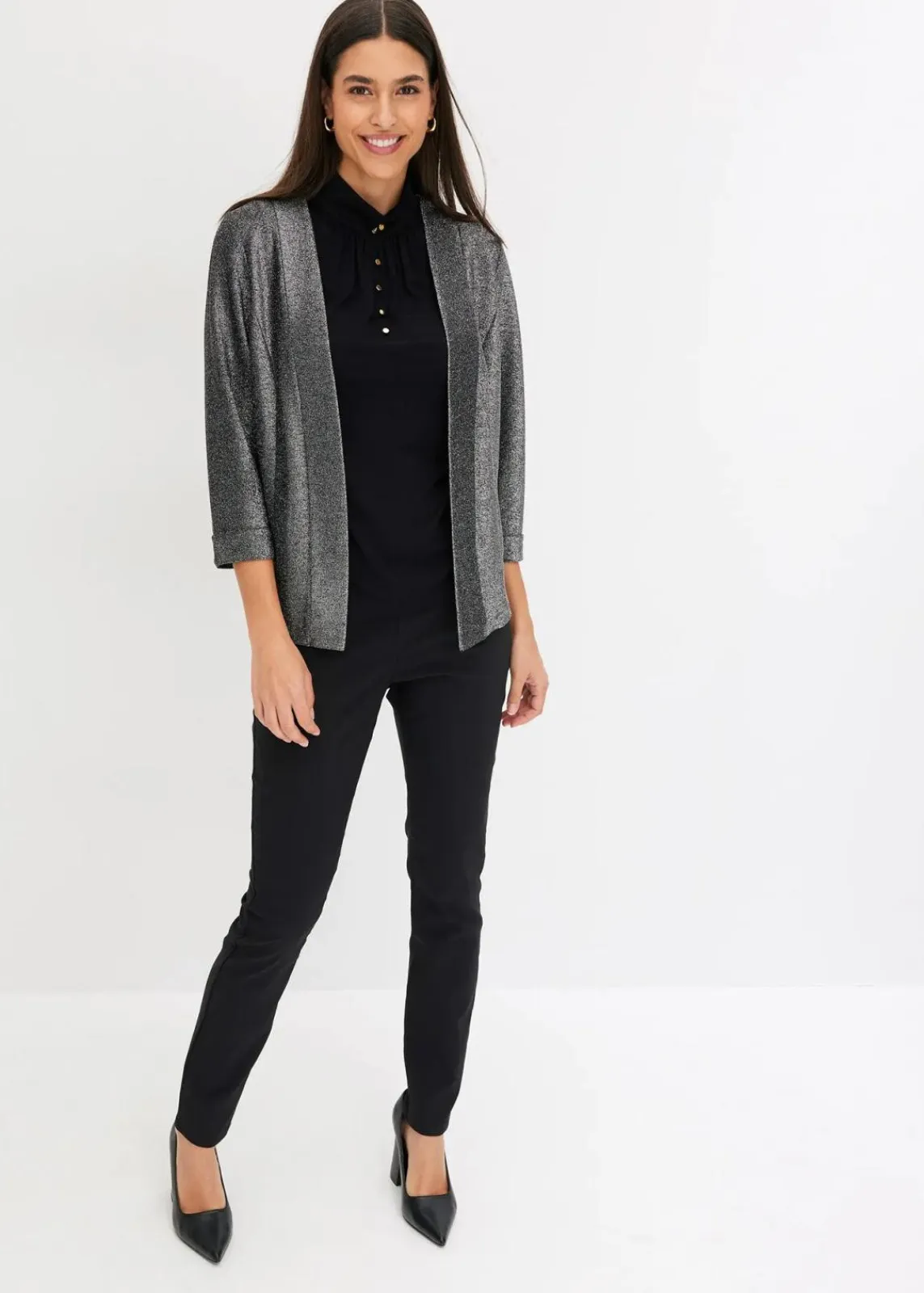 bonprix Bekleidung·Basics|Blazer^Jersey-Blazer schwarz/silber