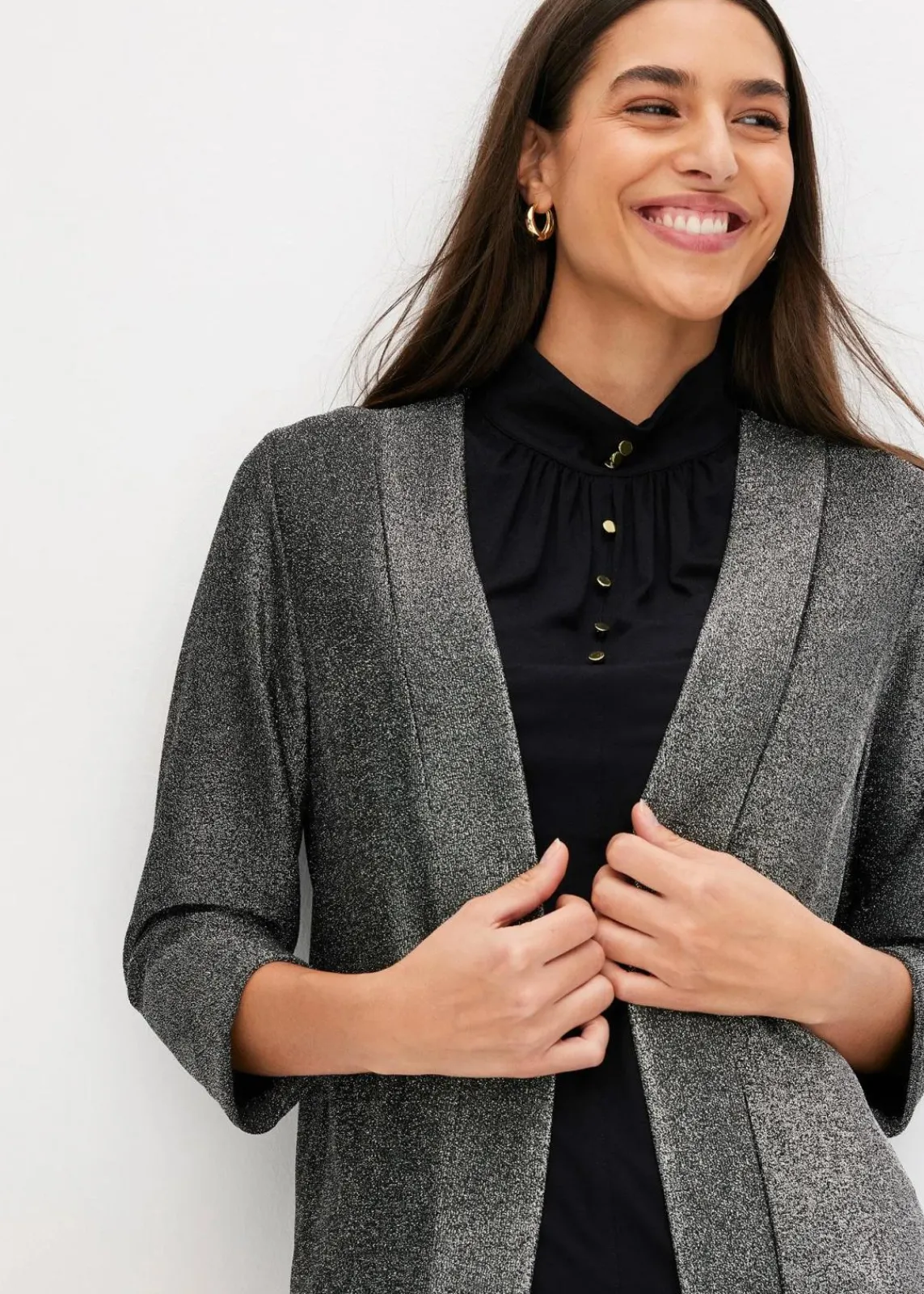 bonprix Bekleidung·Basics|Blazer^Jersey-Blazer schwarz/silber