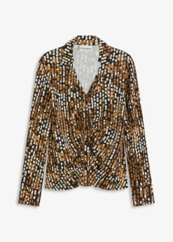 bonprix Bekleidung·Jacken & Mäntel|Blusen & Tuniken^Jersey-Bluse mit Viskose schwarz/bronze/kieselbeige paisley