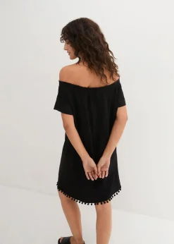 bonprix Kleider^Jersey-Carmenkleid aus reiner Baumwolle schwarz