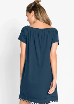 bonprix Kleider^Jersey-Carmenkleid aus reiner Baumwolle dunkelblau
