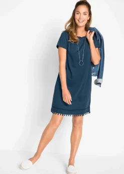 bonprix Kleider^Jersey-Carmenkleid aus reiner Baumwolle dunkelblau