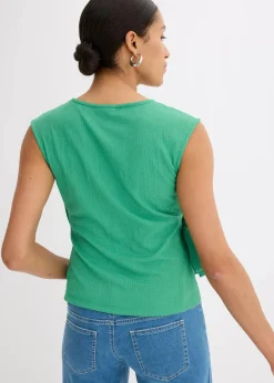 bonprix Shirts & Tops^Jerseycrepe-Shirt in Wickeloptik edelsteingrün