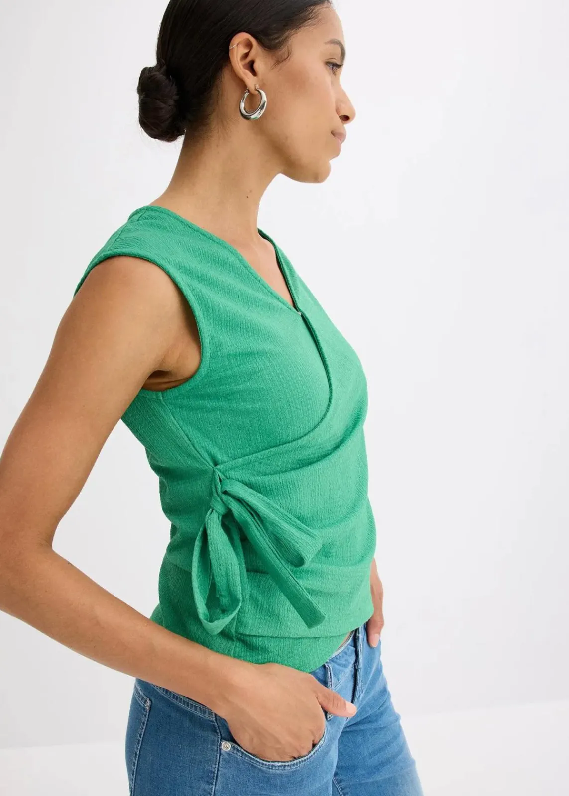 bonprix Shirts & Tops^Jerseycrepe-Shirt in Wickeloptik edelsteingrün