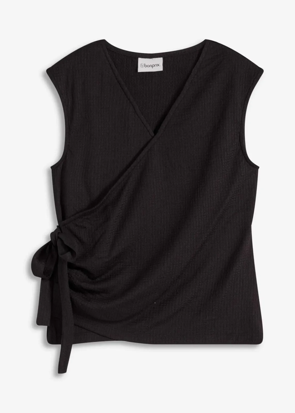bonprix Shirts & Tops^Jerseycrepe-Shirt in Wickeloptik schwarz