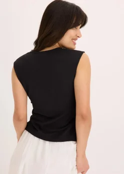 bonprix Shirts & Tops^Jerseycrepe-Shirt in Wickeloptik schwarz