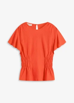 bonprix Shirts & Tops^Jerseycrepe-Shirt mit Smock erdbeere