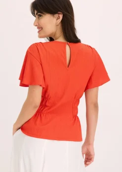 bonprix Shirts & Tops^Jerseycrepe-Shirt mit Smock erdbeere