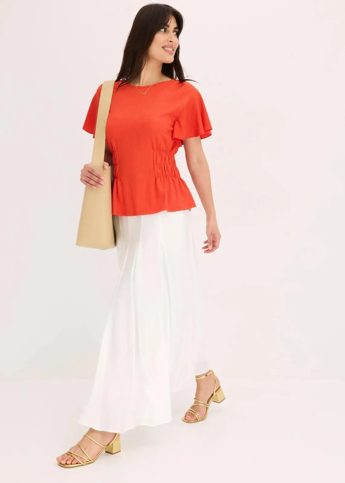 bonprix Shirts & Tops^Jerseycrepe-Shirt mit Smock erdbeere