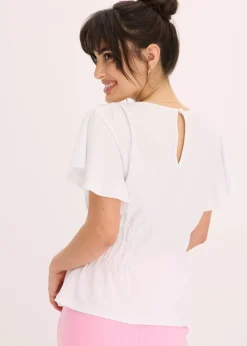 bonprix Shirts & Tops^Jerseycrepe-Shirt mit Smock weiß