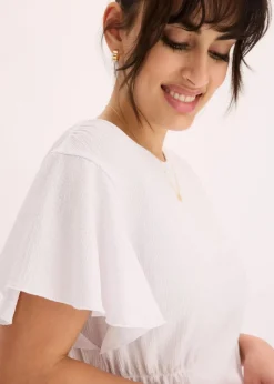 bonprix Shirts & Tops^Jerseycrepe-Shirt mit Smock weiß