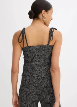 bonprix Zweiteiler & Sets|Shirts & Tops^Jerseycrepe-Top schwarz/weiß bedruckt