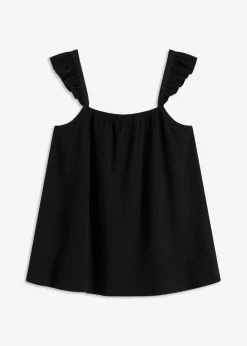 bonprix Shirts & Tops^Jerseycrepe-Top mit Volant-Träger schwarz