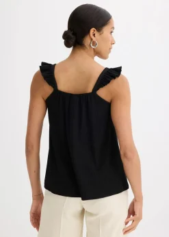 bonprix Shirts & Tops^Jerseycrepe-Top mit Volant-Träger schwarz