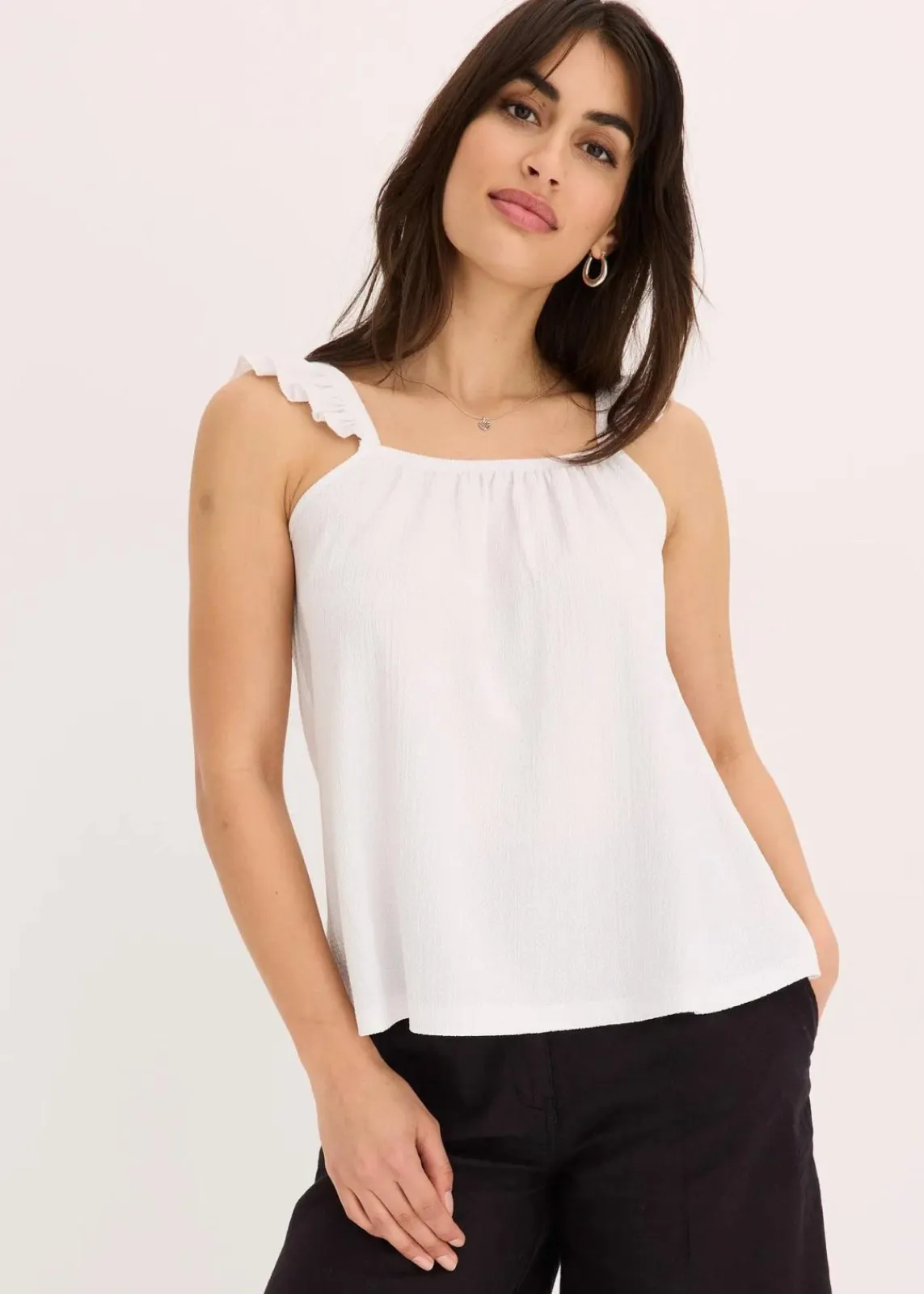 bonprix Shirts & Tops^Jerseycrepe-Top mit Volant-Träger weiß