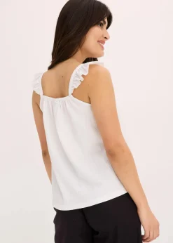 bonprix Shirts & Tops^Jerseycrepe-Top mit Volant-Träger weiß