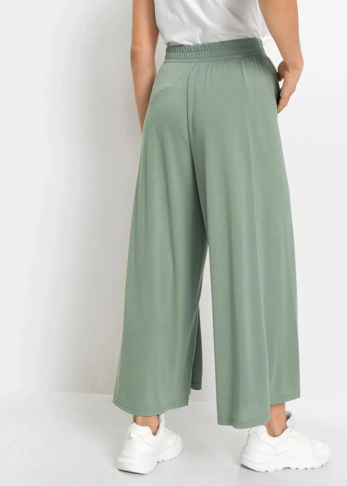 bonprix Hosen|Bekleidung·Kleider^Jersey-Culotte mit weitem Bein rauchgrün