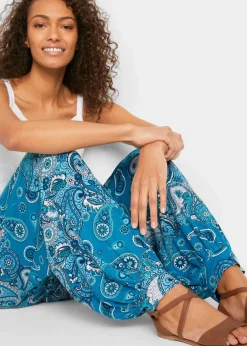 bonprix Hosen|Bekleidung·Kleider^Jersey-Haremshose aus fließendem Viskose-Mix türkisblau paisley