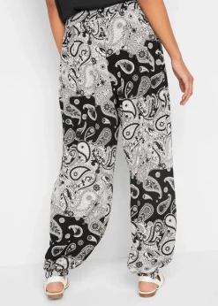 bonprix Bekleidung·Kleider|Hosen^Jersey-Haremshose aus fließendem Viskose-Mix schwarz paisley