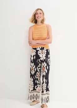 bonprix Bekleidung·Kleider|Zweiteiler & Sets^Jersey-Hose schwarz/natur/sonnenbraun/latte macchiato bedruckt