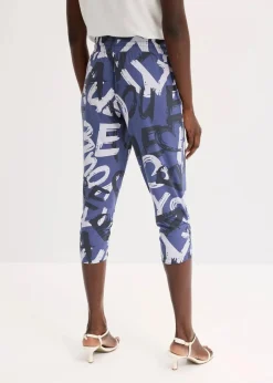 bonprix Hosen|Bekleidung·Kleider^Jersey-Hose indigo/nachtblau/naturbeige bedruckt