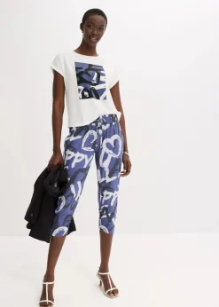 bonprix Hosen|Bekleidung·Kleider^Jersey-Hose indigo/nachtblau/naturbeige bedruckt