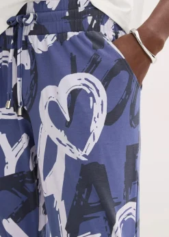 bonprix Hosen|Bekleidung·Kleider^Jersey-Hose indigo/nachtblau/naturbeige bedruckt