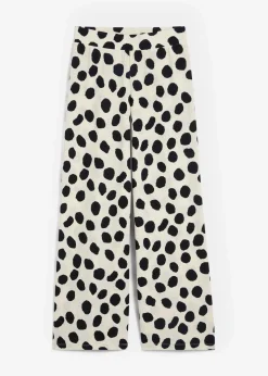 bonprix Bekleidung·Kleider|Hosen^Jersey-Hose kieselbeige/schwarz gepunktet
