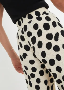 bonprix Bekleidung·Kleider|Hosen^Jersey-Hose kieselbeige/schwarz gepunktet