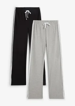 bonprix Bekleidung·Röcke|Bekleidung·Kleider^Jersey-Hose aus Baumwolle mit Stretch (2er Pack) schwarz + hellgrau meliert