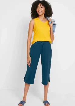 bonprix Hosen^Jersey-Hose aus Baumwoll-Mix blaupetrol
