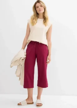 bonprix Hosen^Jersey-Hose aus Baumwoll-Mix rhododendronrot