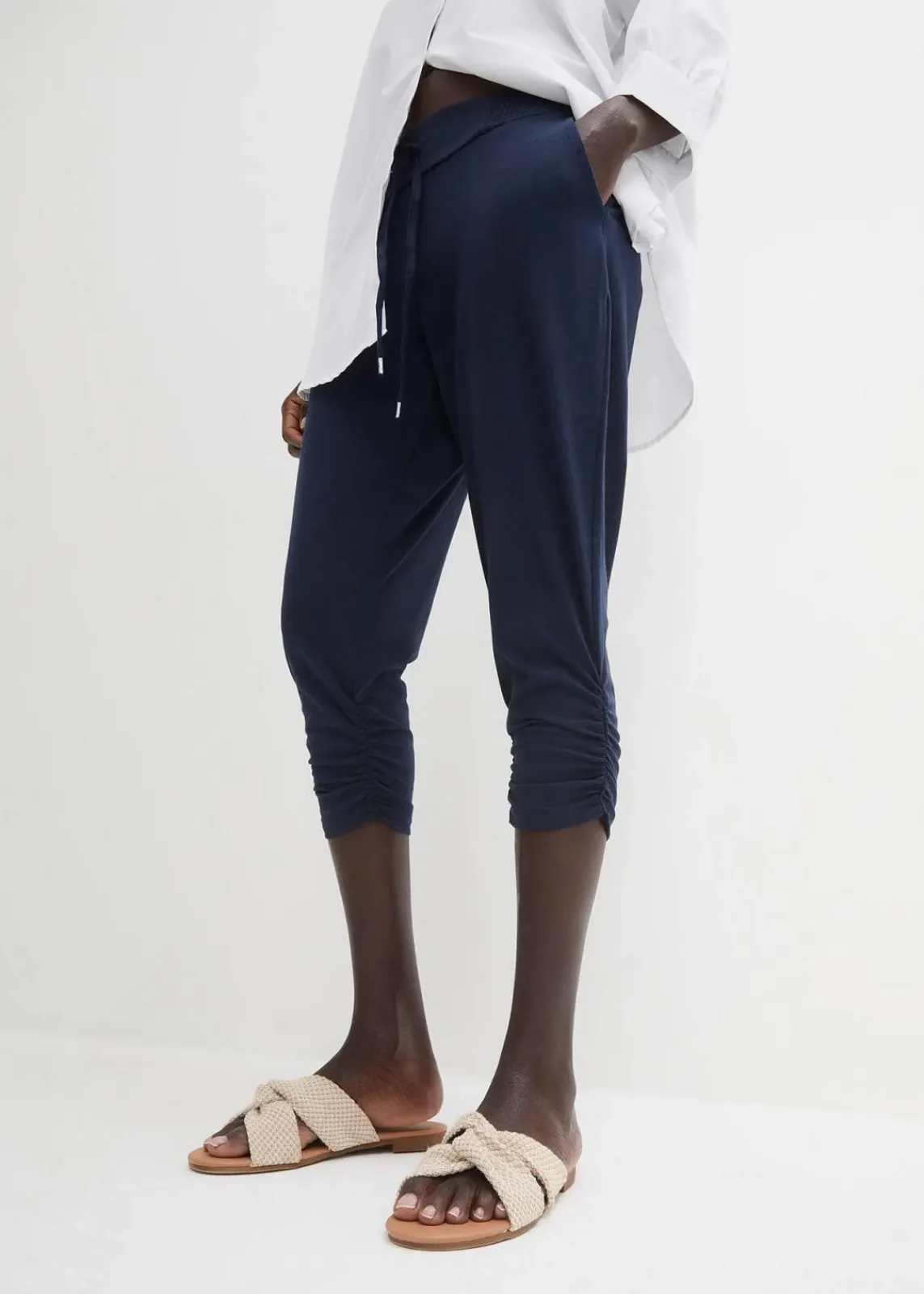 bonprix Hosen|Bekleidung·Kleider^Jersey-Hose aus Baumwoll-Mix dunkelblau