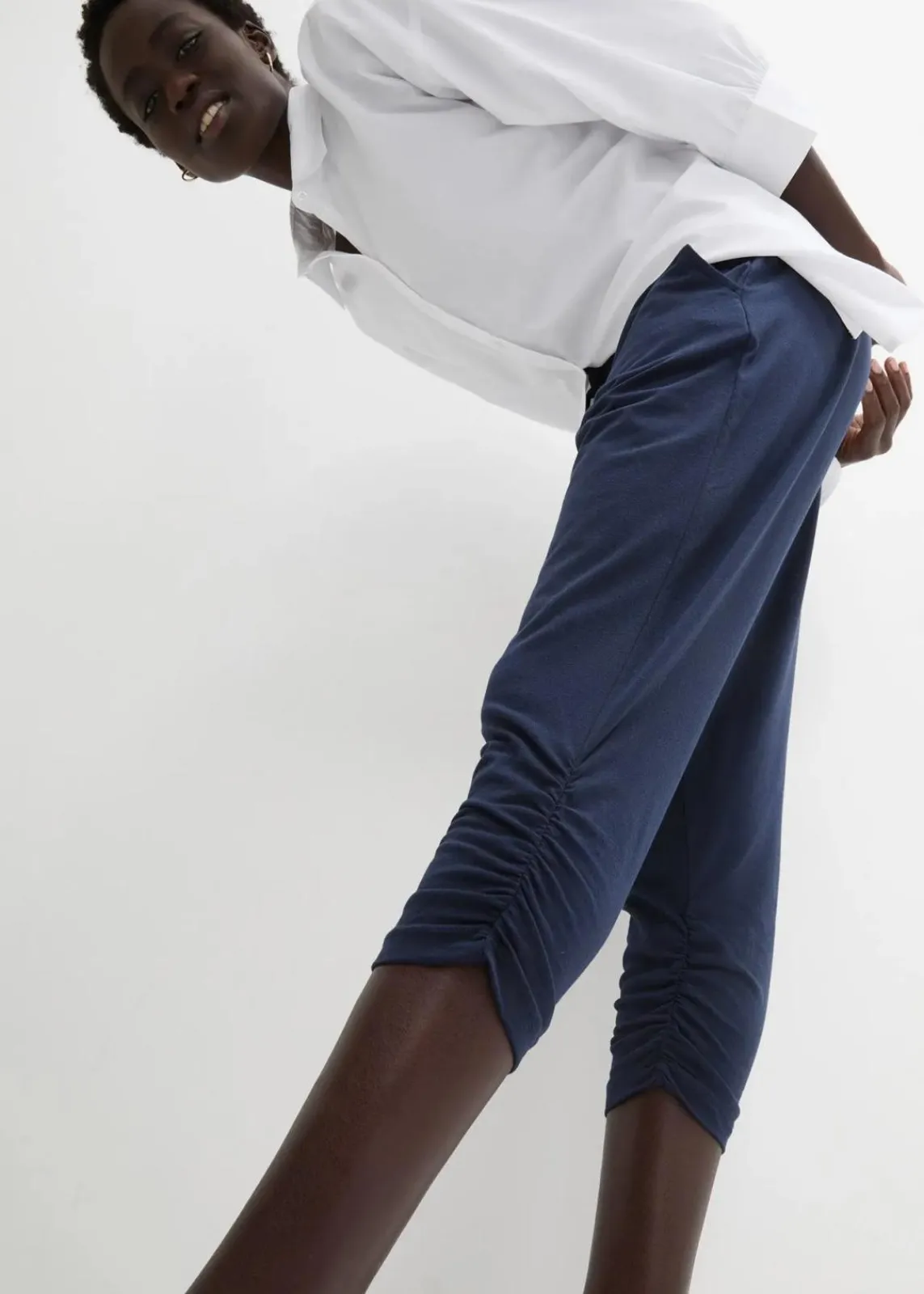 bonprix Hosen|Bekleidung·Kleider^Jersey-Hose aus Baumwoll-Mix dunkelblau