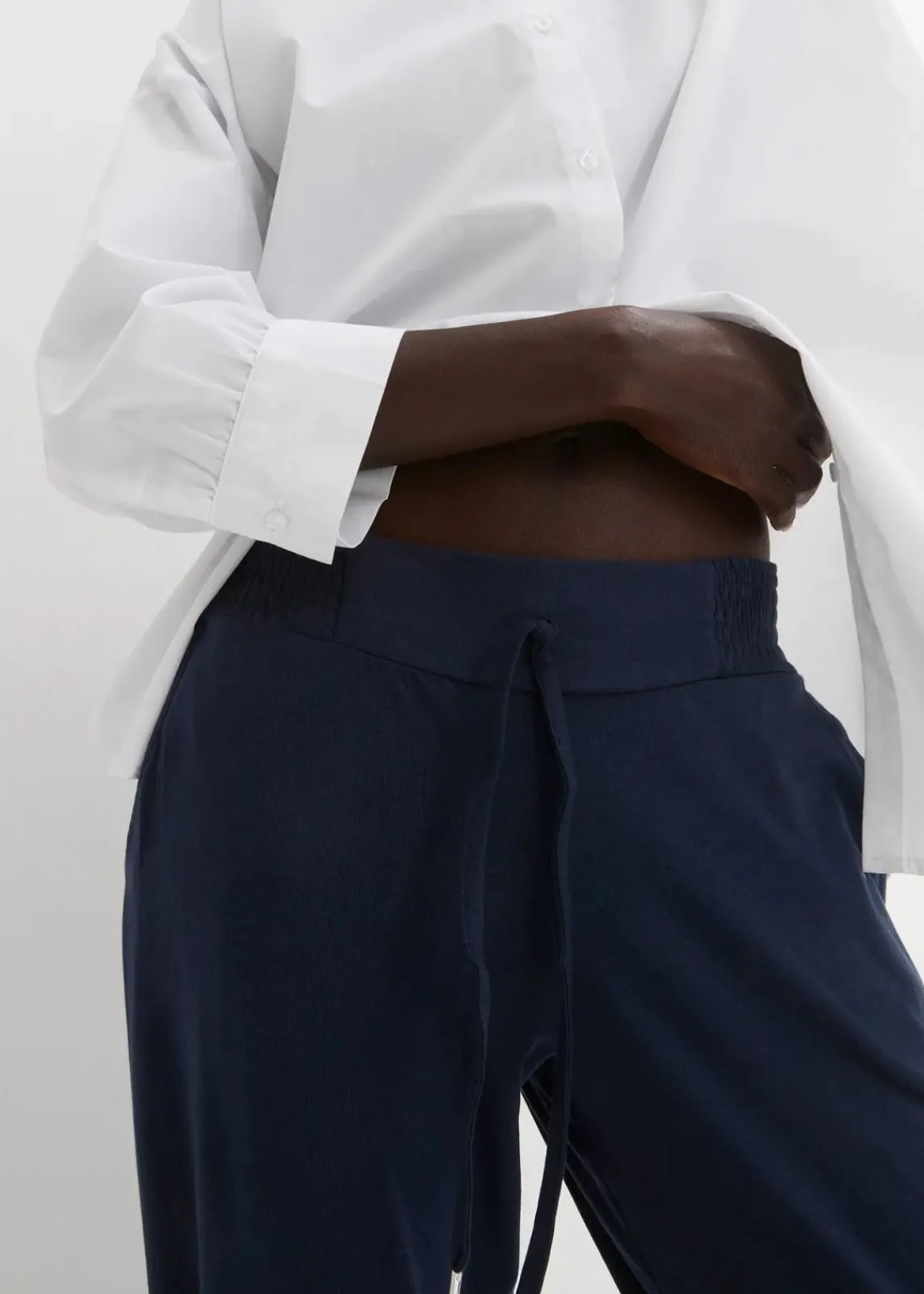 bonprix Hosen|Bekleidung·Kleider^Jersey-Hose aus Baumwoll-Mix dunkelblau