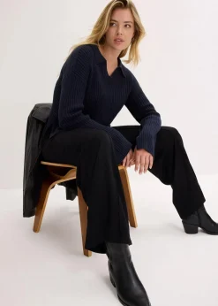 bonprix Bekleidung·Blusen & Tuniken|Bekleidung·Kleider^Jersey-Hose aus bequemen Punto di Roma schwarz