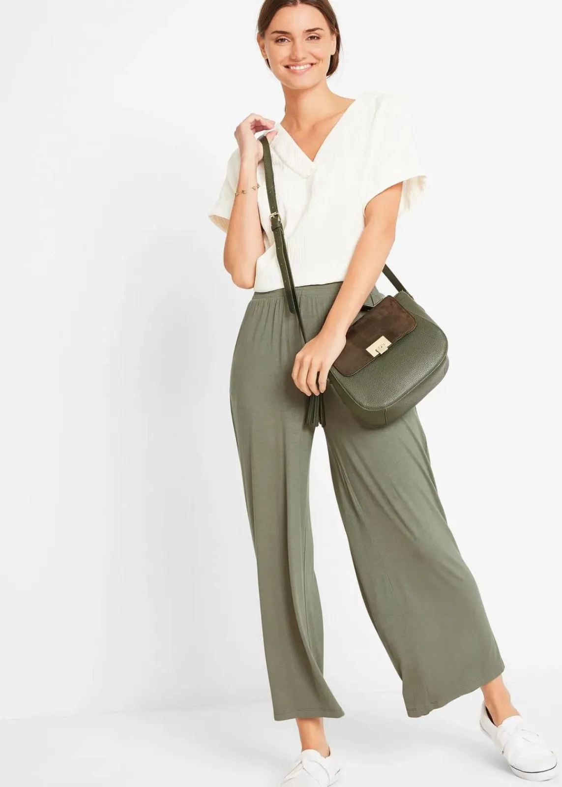 bonprix Hosen|Nachhaltigere Materialien^Jersey-Hose aus fließendem Viskose-Mix, 7-8-Länge oliv