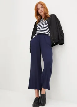bonprix Hosen|Nachhaltigere Materialien^Jersey-Hose aus fließendem Viskose-Mix, 7-8-Länge dunkelblau
