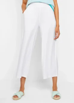 bonprix Bekleidung·Kleider|Nachhaltigere Materialien^Jersey-Hose aus fließendem Viskose-Mix, 7-8-Länge weiß