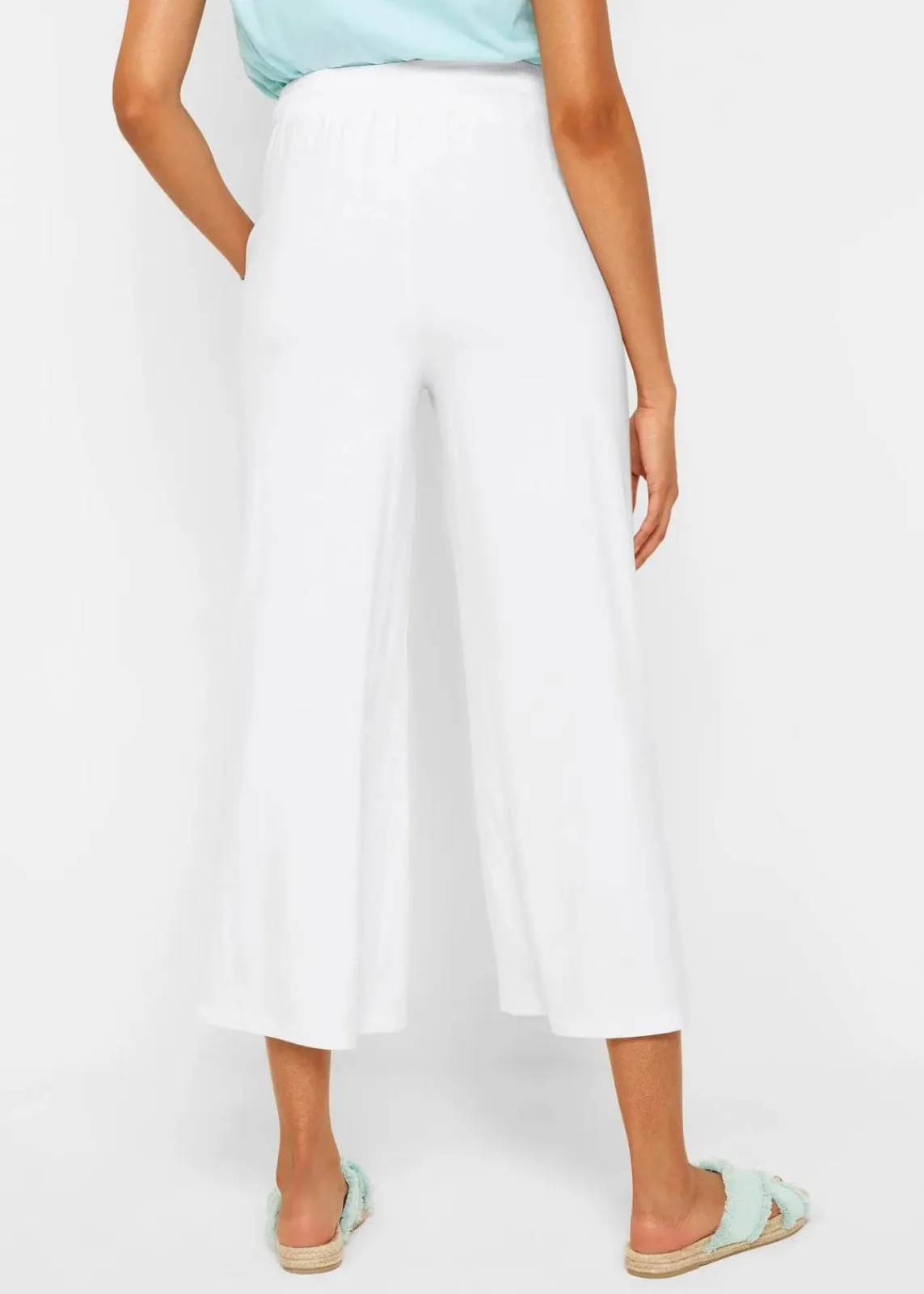 bonprix Bekleidung·Kleider|Nachhaltigere Materialien^Jersey-Hose aus fließendem Viskose-Mix, 7-8-Länge weiß