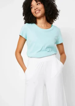bonprix Bekleidung·Kleider|Nachhaltigere Materialien^Jersey-Hose aus fließendem Viskose-Mix, 7-8-Länge weiß