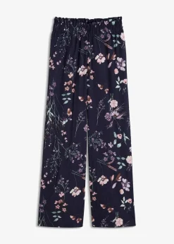 bonprix Hosen|Bekleidung·Kleider^Jersey-Hose aus luftigem Crêpe dunkelblau geblümt