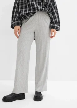 bonprix Hosen|Bekleidung·Kleider^Jersey-Hose aus Rippe (2er Pack) hellgrau meliert/schwarz