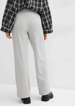 bonprix Hosen|Bekleidung·Kleider^Jersey-Hose aus Rippe (2er Pack) hellgrau meliert/schwarz