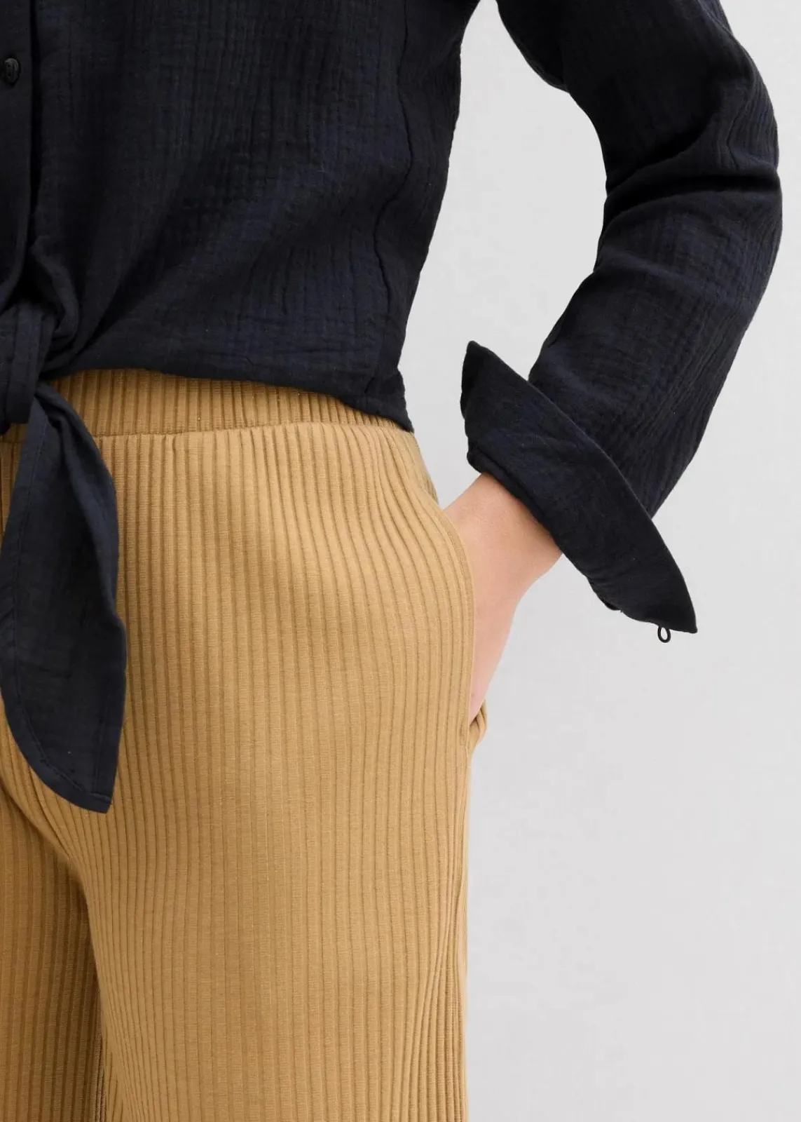 bonprix Hosen|Bekleidung·Kleider^Jersey-Hose aus Rippe mit Bequembund khakibraun