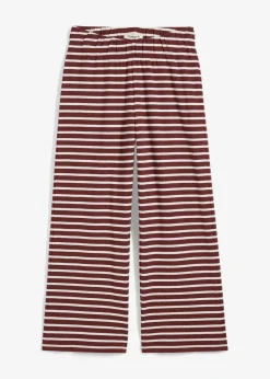 bonprix Bekleidung·Kleider|Hosen^Jersey-Hose aus strukturierter Baumwolle kaffeebraun/wollweiß gestreift