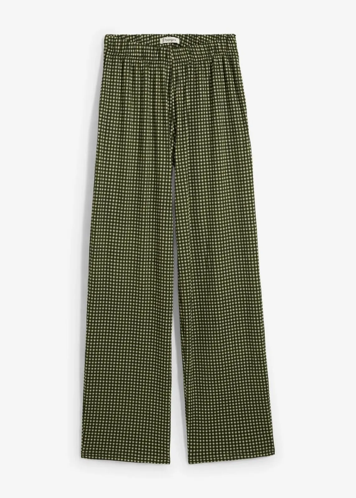 bonprix Bekleidung·Kleider|Hosen^Jersey-Hose aus strukturiertem Crêpe seegras kariert