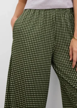 bonprix Bekleidung·Kleider|Hosen^Jersey-Hose aus strukturiertem Crêpe seegras kariert