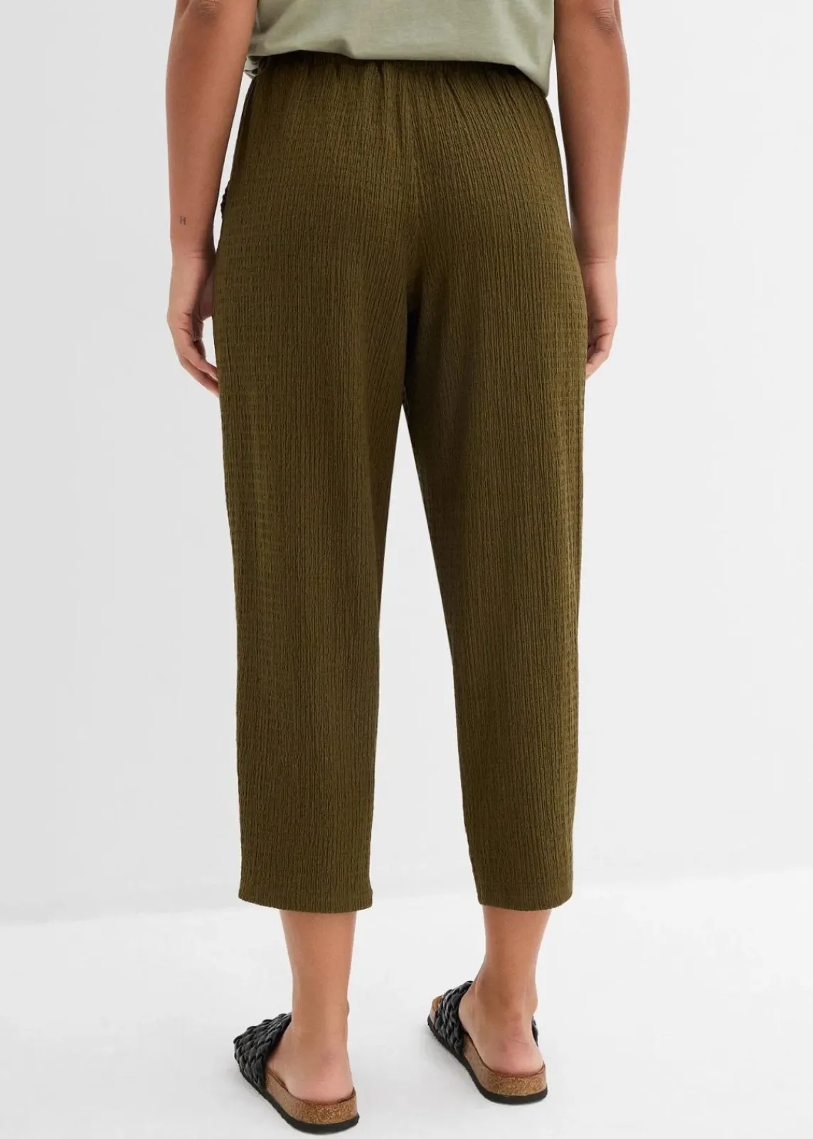 bonprix Hosen|Bekleidung·Kleider^Jersey-Hose aus Strukturmaterial erdoliv